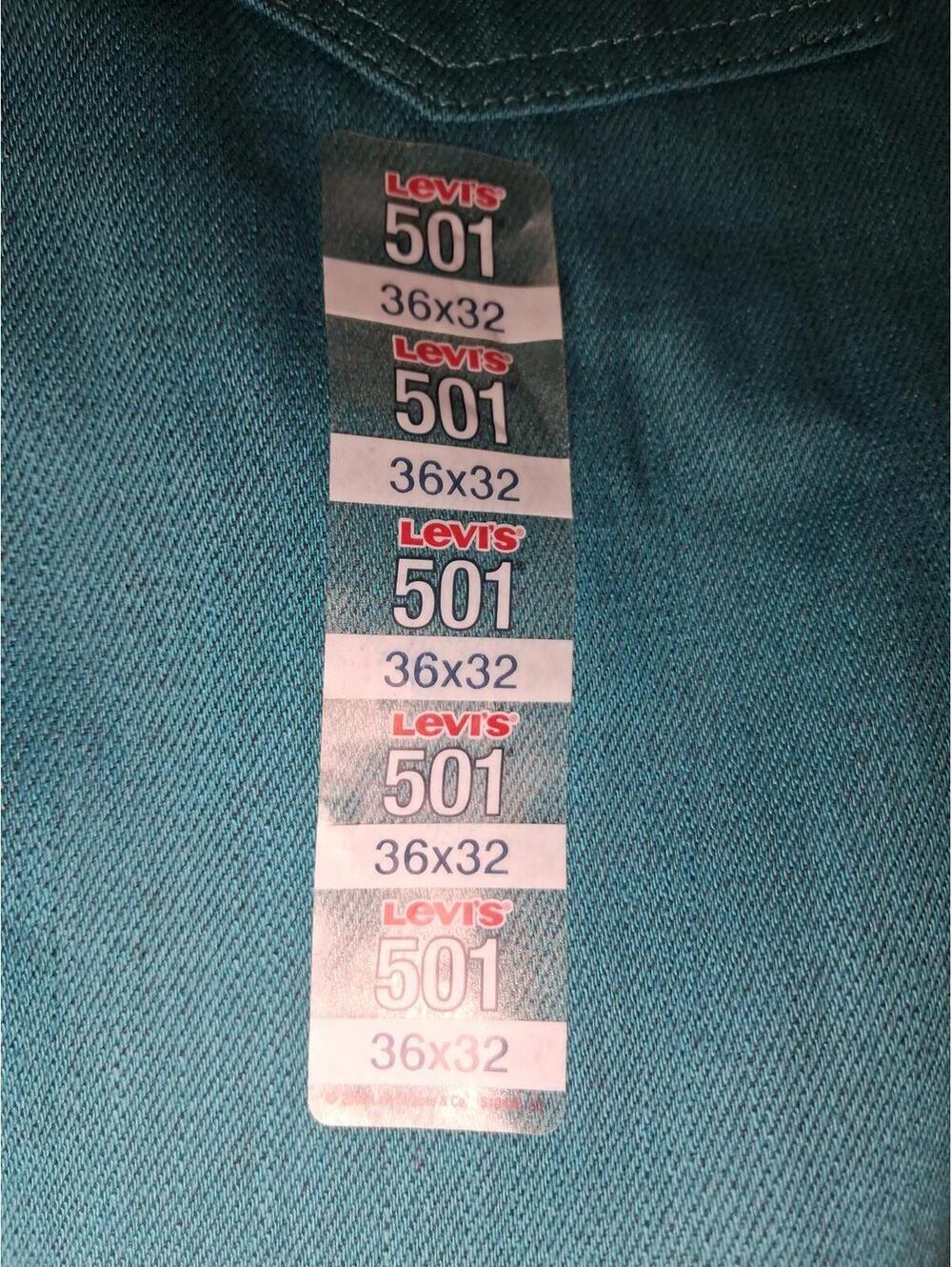 NEW Levis 501 Jeans 36x32 Teal Geen Cotton Straight Leg - Picture 3 of 11